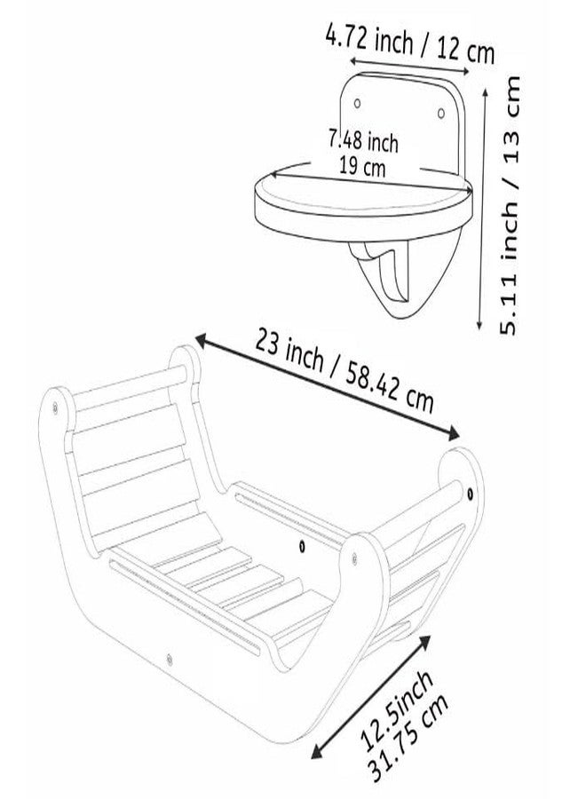 Keebori Wall Mounted Wooden Cat Bed with Soft Cushion and 3 Climbing Steps Space-Saving Modern Cat Hammock Lounge Shelf for Indoor Cats Natural Birch - Image 3